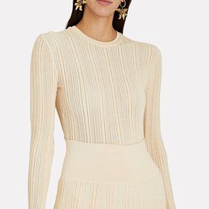 Ulla Johnson Lyana Textured Striped Rib Knit Sweater NWT